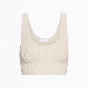 Aritzia Babaton Sculpt Knit Scoopneck Cropped Tank (2XS, Matte Pearl)